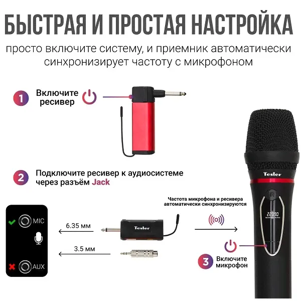 Система беспроводных микрофонов Tesler WMS-700-4